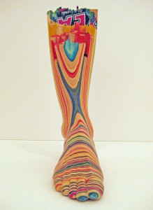 Haroshi    -  <strong>Screaming Foot</strong> (2011<strong style = 'color:#635a27'></strong>)<bR /> used skateboards, 
 16.73 x 4.53 x 9.84 inches 
(42.5 x 11.5 x 25 cm)