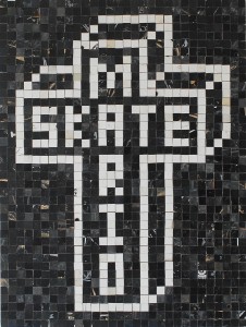 Haroshi    -  <strong>Sk8 Cross Mario</strong> (2009<strong style = 'color:#635a27'></strong>)<bR /> used skateboards, 
 18.75 x 14 x 0.75 inches 
(47.62 x 35.56 x 1.9 cm)