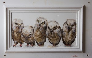 Ernest  Zacharevic -  <strong>Hoot</strong> (<strong style = 'color:#635a27'></strong>)<bR /> oil on canvas, 
 19.69 x 30.31 inches 
(50 x 77 cm)