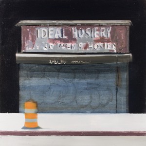 Brett Amory -  <strong>Ideal Hoisery (Waiting #251)</strong> (2015<strong style = 'color:#635a27'></strong>)<bR /> oil on canvas, 
 20 x 20 inches 
(50.8 x 50.8 cm)
