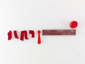 Jack  Pierson -  <strong>Through Slaughter to a Throne</strong> (2009<strong style = 'color:#635a27'></strong>)<bR /> metal, wood and plastic, 
 18 x 50 x 2.25 inches 
(45.72 x 127 x 5.7 cm)