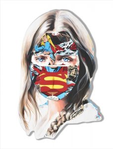 Sandra  Chevrier -  <strong>La Cage où les gens pleurent</strong> (2015<strong style = 'color:#635a27'></strong>)<bR /> acrylic on hand-carved wood panel, 
 44 x 29 inches 
(111.76 x 73.66 cm)