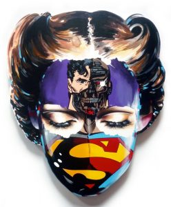 Sandra  Chevrier -  <strong>La Cage où personne ne vous entends crier</strong> (2015<strong style = 'color:#635a27'></strong>)<bR /> acrylic on hand-carved wood panel, 
 35 x 31 inches 
(88.9 x 78.74 cm)