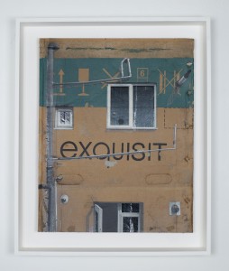 EVOL    -  <strong>London Exquisit.</strong> (2014<strong style = 'color:#635a27'></strong>)<bR /> spray paint on cardboard, 
 26.13 x 20.88 inches 
(66.5 x 53 cm) 
31.31 x 25.8 inches, framed