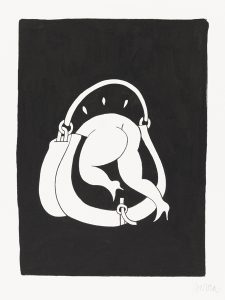 Parra    -  <strong>Women's Bag Problems</strong> (2012<strong style = 'color:#635a27'></strong>)<bR /> ink on paper, 
 12.625 x 9.5 inches 
(32 x 24 cm) 
16.25 x 13.125 x 1.25 inches, framed