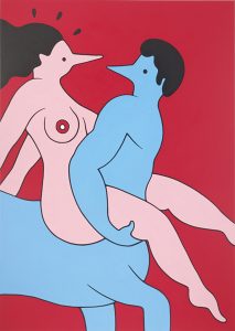Parra    -  <strong>An Amazon Affair</strong> (2012<strong style = 'color:#635a27'></strong>)<bR /> acrylic on canvas, 
 55.125 x 39.375 inches 
(140 x 100 cm)