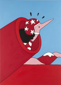 Parra    -  <strong>Cannonball</strong> (2012<strong style = 'color:#635a27'></strong>)<bR /> acrylic on canvas, 
 55.125 x 39.375 inches 
(140 x 100 cm)