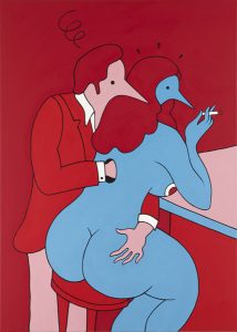 Parra    -  <strong>Stealing a Heart</strong> (2012<strong style = 'color:#635a27'></strong>)<bR /> acrylic on canvas, 
 55.125 x 39.375 inches 
(140 x 100 cm) 
19.375 x 15.375 x 1.25 inches, framed