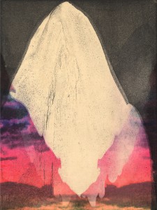Erik Mark  Sandberg -  <strong>Untitled 6</strong> (2011<strong style = 'color:#635a27'></strong>)<bR /> Aquatint etching with transfer on Magnani Pescia Creame paper, AP, 
 12 x 9 inches (30.48 x 22.86 cm) 
14.5 x 11.75 x 1.5 inches (36.83 x 29.85 x 3.81 cm), framed
