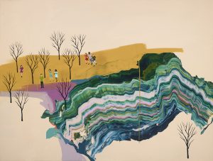 Seonna  Hong -  <strong>Steady Friends</strong> (2015<strong style = 'color:#635a27'></strong>)<bR /> acrylic on canvas, 
 36 x 48 inches 
(91.44 x 121.92 cm)