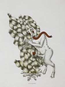 Stephan  Doitschinoff -  <strong>A Fogueira (The Bonfire)</strong> (2011<strong style = 'color:#635a27'></strong>)<bR /> acrylic and graphite on paper, 
 35 x 27.5 inches, framed 
(88.9 x 69.85 cm)