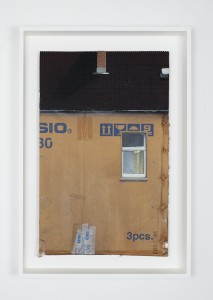 EVOL    -  <strong>Summer Holidays (Home)</strong> (2014<strong style = 'color:#635a27'></strong>)<bR /> spray paint on cardboard, 
 25.25 x 16 inches 
(64 x 40.5 cm) 
30.13 x 20.69 inches, framed