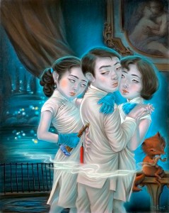 Xiaoqing  Ding -  <strong>Until We Felt Blue</strong> (2007<strong style = 'color:#635a27'></strong>)<bR /> Pastel on Paper, 
 <span style="font-family: Helvetica;">Image size: 40 x 32 inches, 
 </span>, 
<p class="MsoNormal"><span style="font-family: Helvetica;">Framed size: 41 x 33 inches, 
 </span>
