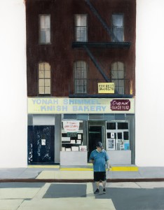 Brett Amory -  <strong>Yonah Shimmel (Waiting #249)</strong> (2015<strong style = 'color:#635a27'></strong>)<bR /> oil on canvas, 
 48 x 60 inches 
(121.92 x 452.4 cm)