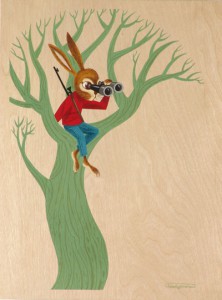 Andrew  Brandou -  <strong>Sniper</strong> (<strong style = 'color:#635a27'></strong>)<bR /> Gouache on Maple