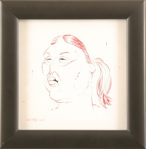 Dave  Cooper -  <strong>Study for Anna</strong> (2005<strong style = 'color:#635a27'></strong>)<bR /> Pen and Ink on Paper , 
 5 x 5 inches