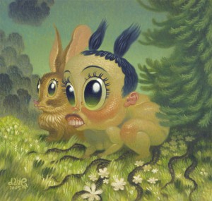 Dave  Cooper -  <strong>Bunny Girl</strong> (2005<strong style = 'color:#635a27'></strong>)<bR /> Oil on Canvas, 
 22 x 21 inches