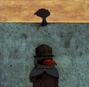 Andy  Kehoe -  <strong>The Burial of Good William</strong> (<strong style = 'color:#635a27'></strong>)<bR /> <!--startfragment -->, 
 Acrylic on wood , 
 24 x 24 inches