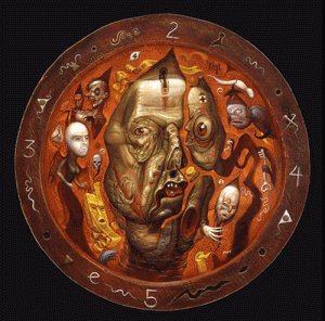 Chris  Mars -  <strong>Clock-Work Dosage</strong> (2003<strong style = 'color:#635a27'></strong>)<bR /> Oil on Panel