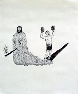 Louie  Cordero -  <strong>Drawing #9</strong> (2004<strong style = 'color:#635a27'></strong>)<bR /> Ink on Paper.