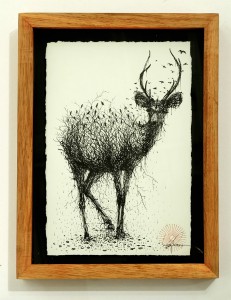 DALeast    -  <strong>Untitled 12</strong> (2014<strong style = 'color:#635a27'></strong>)<bR /> ink on paper, 
 6 x 9 inches 
(15.24 x 22.86 cm) 
8.5 x 11.25 in, framed