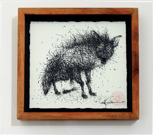 DALeast    -  <strong>Untitled 17</strong> (2014<strong style = 'color:#635a27'></strong>)<bR /> ink on paper, 
 7 x 7.5 inches 
(17.78 x 19.05 cm) 
8.75 x 9.5 in, framed