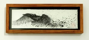 DALeast    -  <strong>Untitled 4</strong> (2014<strong style = 'color:#635a27'></strong>)<bR /> ink on paper, 
 4 x 13 inches 
(10.16 x 33.02 cm) 
6 x 15.5 in, framed