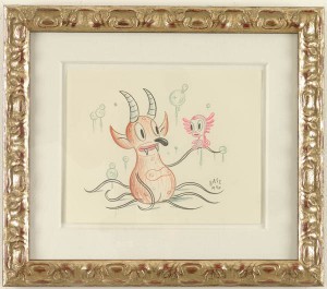 Gary  Baseman -  <strong>Simone Keye Jr.</strong> (2005<strong style = 'color:#635a27'></strong>)<bR /> Mixed media on paper, 
 9 x 11 inches