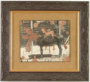 Gary  Baseman -  <strong>Donkey</strong> (2005<strong style = 'color:#635a27'></strong>)<bR /> Ephemera and mixed media, 
 10 x 13 inches