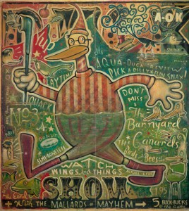 Daniel  Peacock -  <strong>Duck Show</strong> (<strong style = 'color:#635a27'></strong>)<bR /> Mixed Media on Canvas 48" x 48" -Contact Gallery for Availability-