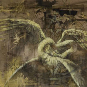 Faith47    -  <strong>Hc Svnt Dracons</strong> (2015<strong style = 'color:#635a27'></strong>)<bR />  acrylic, oil and graphite on wood, 
 48 x 48 inches 
(121.92 x 121.92 cm)