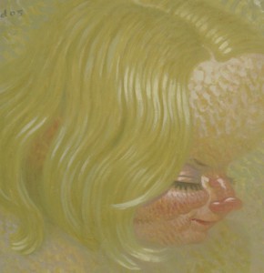 Dave  Cooper -  <strong>Fina</strong> (2005<strong style = 'color:#635a27'></strong>)<bR /> Oil on Canvas , 
 10 x 10 inches
