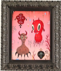 Gary  Baseman -  <strong>Garden Party #2</strong> (2005<strong style = 'color:#635a27'></strong>)<bR /> Acrylic on Wood Panel, 
 14 x 11 inches