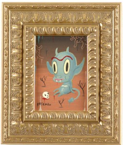 Gary  Baseman -  <strong>Green Hotchachacha</strong> (2005<strong style = 'color:#635a27'></strong>)<bR /> Acrylic on Wood Panel, 
 7 x 5 inches