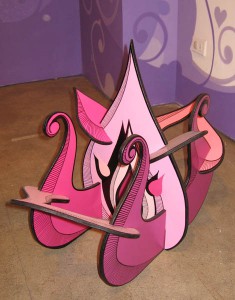 Highraff    -  <strong>Pink Flower Sculpture</strong> (<strong style = 'color:#635a27'></strong>)<bR /> Mixed Media Sculpture, 
 34 x 14 x 23 inches