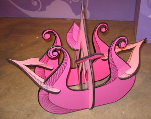 Highraff    -  <strong>Pink Flower Sculpture</strong> (<strong style = 'color:#635a27'></strong>)<bR /> Mixed Media Sculpture, 
 34 x 14 x 23 inches