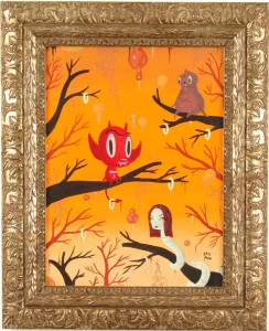 Gary  Baseman -  <strong>Local Branches</strong> (2005<strong style = 'color:#635a27'></strong>)<bR /> Acrylic on Wood Panel, 
 24 x 18 inches