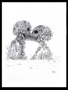 Saner     -  <strong>Natural Love</strong> (2014<strong style = 'color:#635a27'></strong>)<bR /> ink on paper, 
 22 x 36 inches 
(55.88 x 91.44 cm)