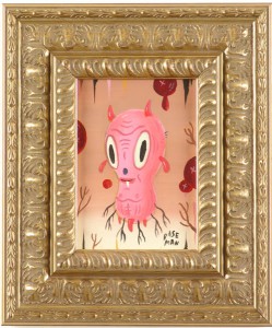 Gary  Baseman -  <strong>Pink Blachachacha</strong> (2005<strong style = 'color:#635a27'></strong>)<bR /> Acrylic on Wood Panel, 
 7 x 5 inches