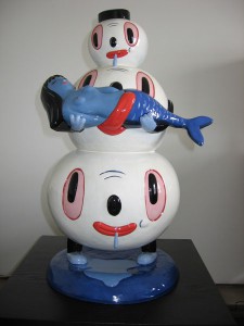 Gary  Baseman -  <strong>Happy Idiot</strong> (<strong style = 'color:#635a27'></strong>)<bR /> Ceramic sculpture, 
 Edition of 6, 
 25 x 13 x 13 inches
