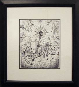 Jeff  Soto -  <strong>Supernova</strong> (2005<strong style = 'color:#635a27'></strong>)<bR /> Ink on Paper 
Image size: 14 x 11 inches 
Framed size: 24 x 22 inches