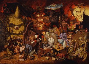 Todd  Schorr -  <strong>The Parade of the Damned</strong> (2004<strong style = 'color:#635a27'></strong>)<bR /> Acrylic on canvas, 
 60 x 84 inches