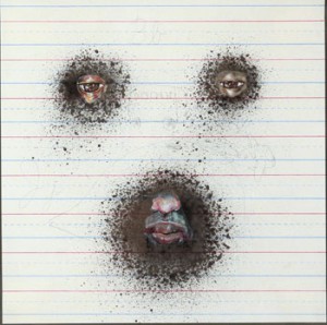 David  Choe -  <strong>Wendel</strong> (<strong style = 'color:#635a27'></strong>)<bR /> Mixed media on paper, 
 Image size: 12 x 12 inches, 
 Framed size: 22 x 22 inches
