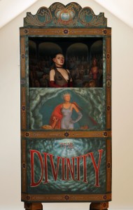 Lawrence Berzon -  <strong>The Divinity (detail)</strong> (2011<strong style = 'color:#635a27'></strong>)<bR /> oil on fiberglass, wood construction, audio-animatronics,
84 x 29 x 24 inches,
(213.36 x 73.66 x 60.96 cm)