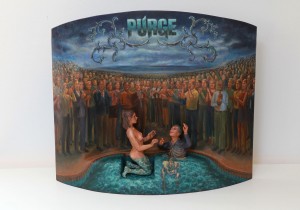 Lawrence Berzon -  <strong>Purge</strong> (2012<strong style = 'color:#635a27'></strong>)<bR /> oil on cast urethane and wood construction,
18 x 25 x 5 inches,
(45.72 x 63.5 x 12.7 cm)