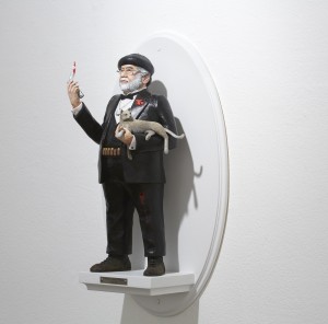 Mike Leavitt -  <strong>Francis Ford Coppola (side)</strong> (2016<strong style = 'color:#635a27'></strong>)<bR /> hand-carved western red cedar, fimo, sculpey polymer clay and acrylic paint,
18 inches (45.7 cm)