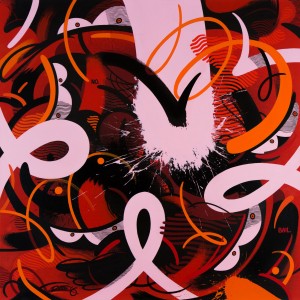 RIME -  <strong>No Bail</strong> (2016<strong style = 'color:#635a27'></strong>)<bR /> acrylic on linen,
40 x 40 inches (101.6 x 101.6 cm)