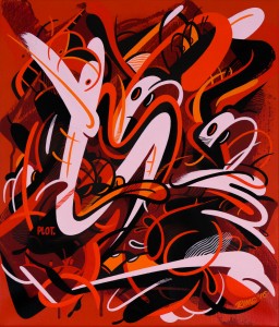 RIME -  <strong>Plot</strong> (2016<strong style = 'color:#635a27'></strong>)<bR /> acrylic on canvas,
21 x 18 inches (53.3 x 45.7 cm)