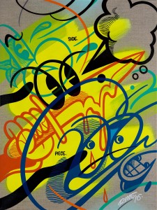 RIME -  <strong>Side Piece</strong> (2016<strong style = 'color:#635a27'></strong>)<bR /> acrylic on exposed linen,
24 x 18 inches (61 x 45.7 cm)