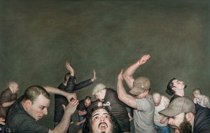 Dan Witz -  <strong>Sick of It All</strong> (2015<strong style = 'color:#635a27'></strong>)<bR /> oil on canvas,
49 x 77 inches
(124.5 x 195.6 cm) framed